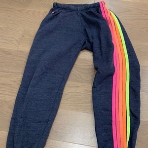 Neon aviator sweatpants, lightly worn, good condition, no stains